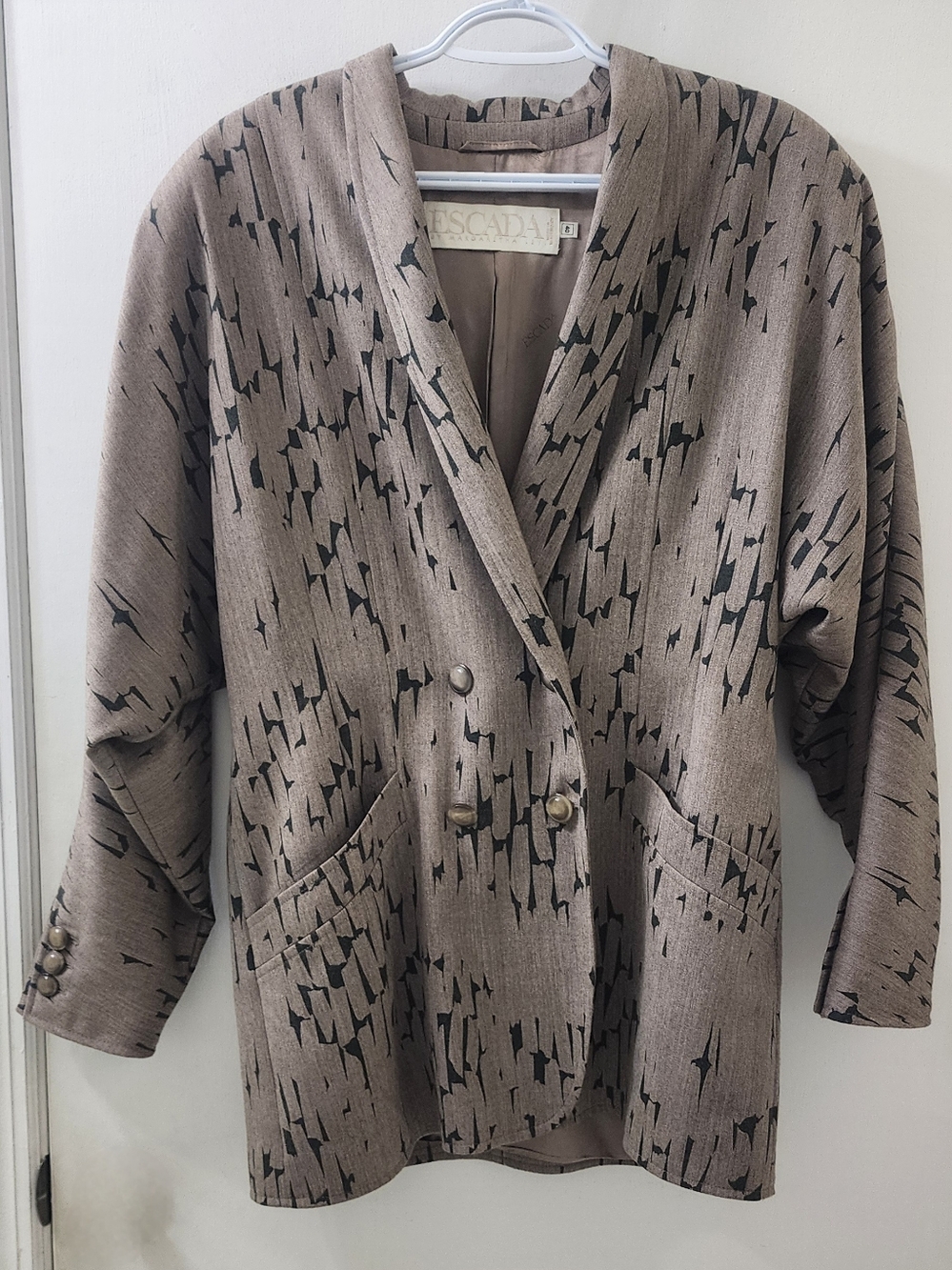 Escada Classic Brown Tailored Blazer with Embossed Logo‎